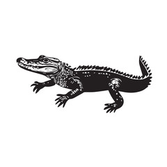 Naklejka premium crocodile in cartoon, doodle style . Image for t-shirt, web, mobile apps and ui. Isolated 2d vector illustration in logo, icon, sketch style, Eps 10, black and white. AI Generative