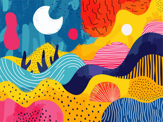 Fototapeta premium Abstract Doodle Illustration of Multifaceted Freedom Concepts in a Vector Graphic