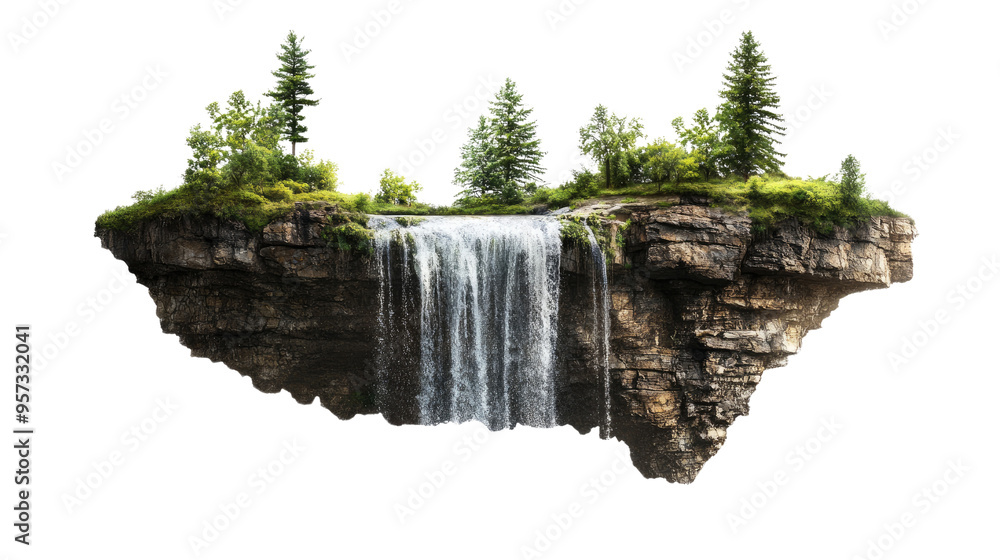 Wall mural waterfall on transparent white background