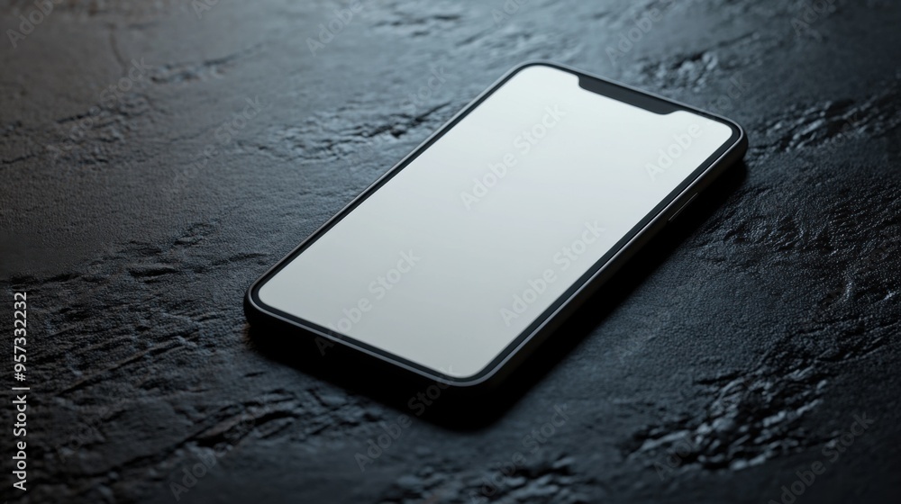 Poster a 3d render of a futuristic smartphone with a blank screen for app mockup