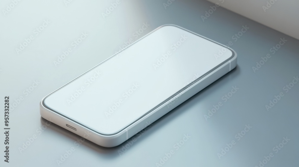 Poster a 3d render of a futuristic smartphone with a blank screen for app mockup
