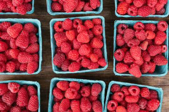 Fresh red raspberries