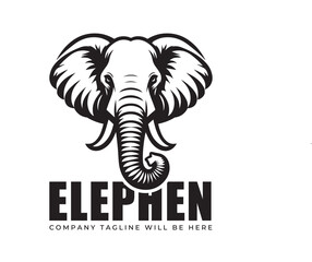 Elephant Monochrome icon, symbol Logo. Vector illustration stock illustration