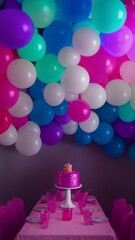 Pink Birthday Party with Balloons