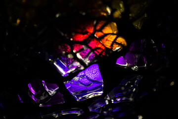 blue and  yellow cracked stained glass mosaic textured background