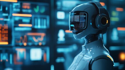 Holographic feedback hub, virtual assistant, sleek modern setup