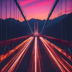 Obraz premium Cinematic bridge vibrant wallpaper background