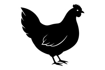 A silhouette hen vector art illustration on white background