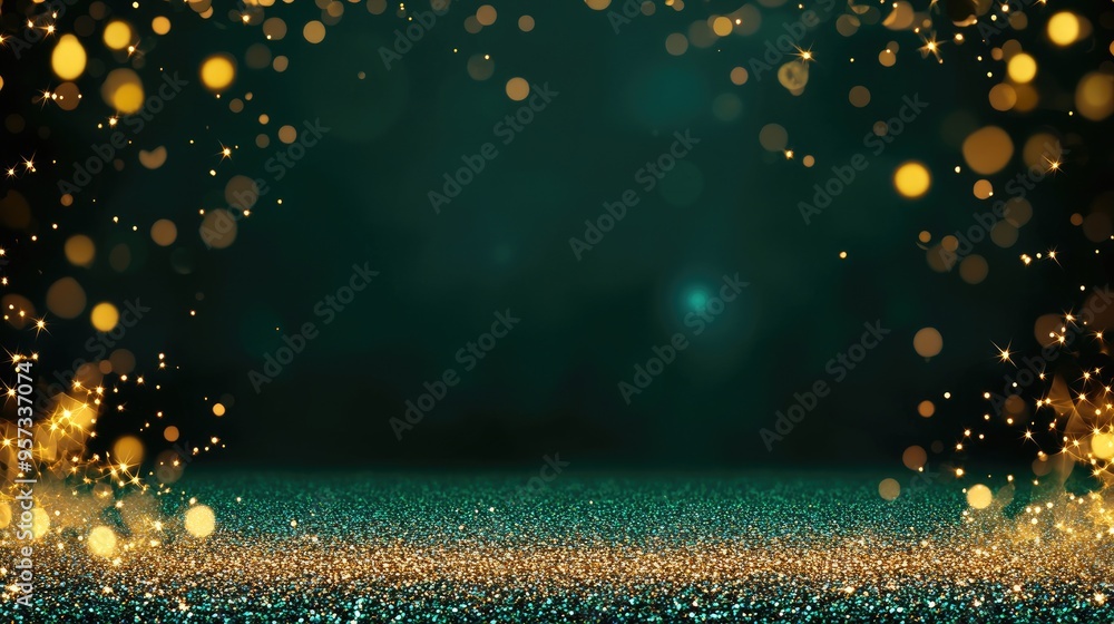 Poster a mesmerizing array of glowing green particles dance across a dark canvas, inviting imagination and 