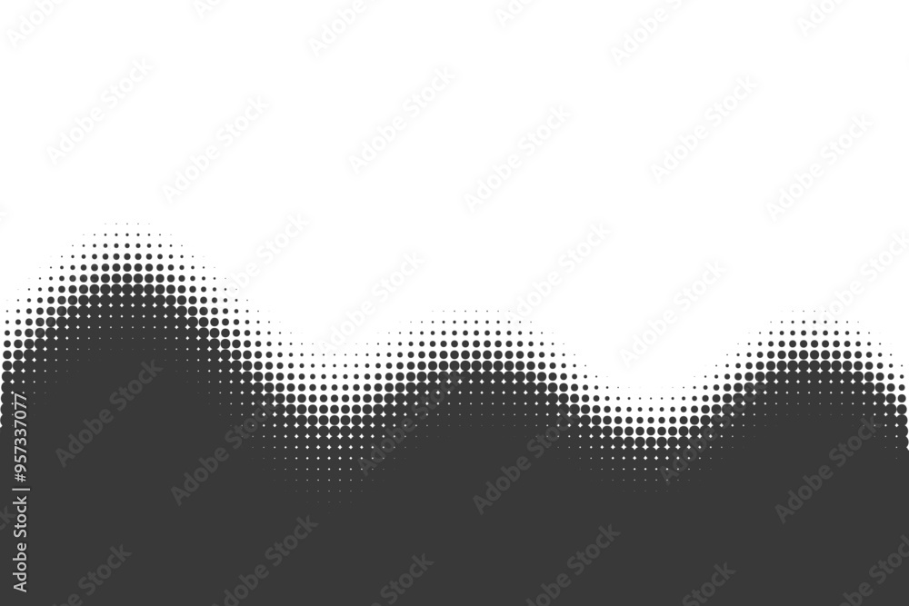 Poster dotted wave background. halftone abstract vector gradient. particle flow fade. textured fluid effect