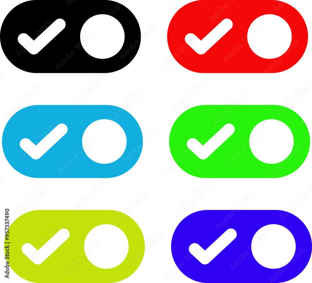 Poster toggle switch on vector icon set - high-resolution web buttons for ui controls, on/off switches, and