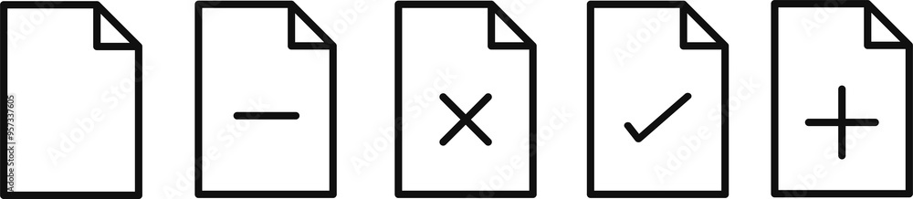 Poster diverse page and paper icons set - high-resolution vector collection featuring various page types, p