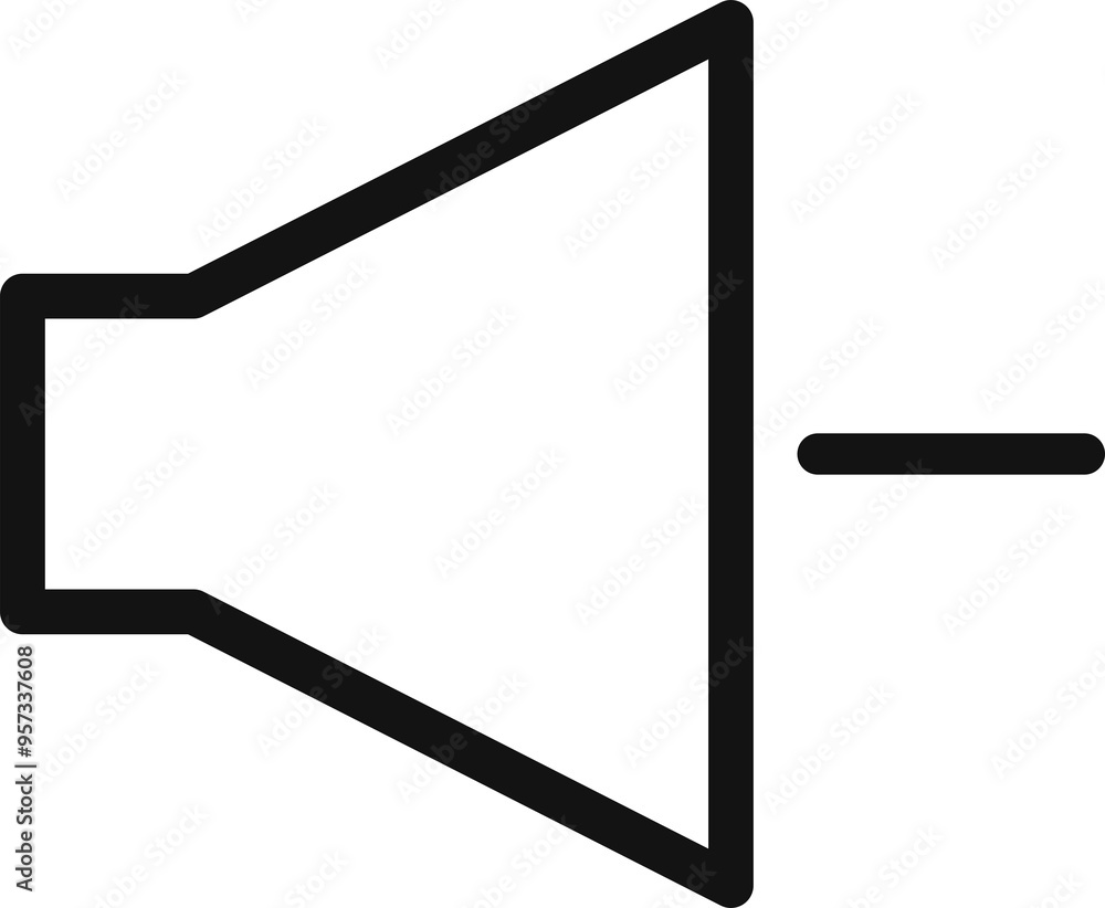 Poster decrease volume icon - thin linear style design in high-resolution vector, ideal for volume controls