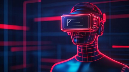Naklejka premium Virtual customer feedback, augmented reality support, futuristic tech elements