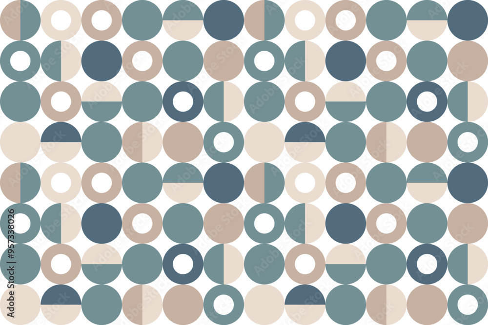 Aufkleber geometric mosaic seamless pattern from circles and rings. abstract modern tile background. round sha