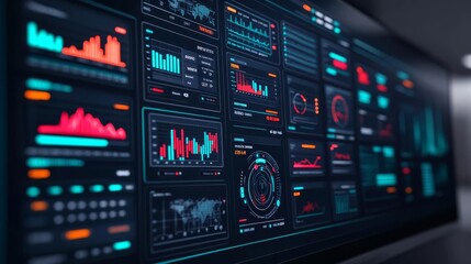 Naklejka premium Virtual support dashboard, augmented reality panels, modern corporate background