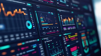 Obraz premium Virtual support dashboard, augmented reality panels, modern corporate background