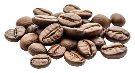 Fototapeta premium Freshly roasted coffee beans isolated on transparent background