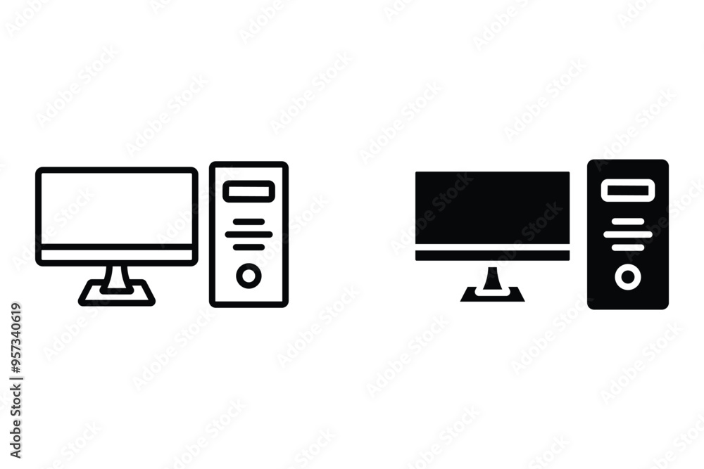Aufkleber computer icon set. computer monitor icon vector. on white background