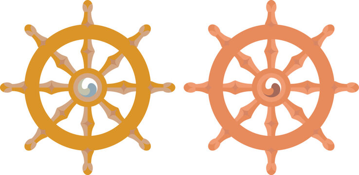 Wheel of Dharma symbol. Dharmachakra used in Hindu, budhha, buddhism religion of modern India
