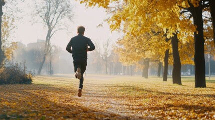 Obraz premium Autumn Jogger in a Park