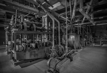 historic machinery of a abandoned mining site