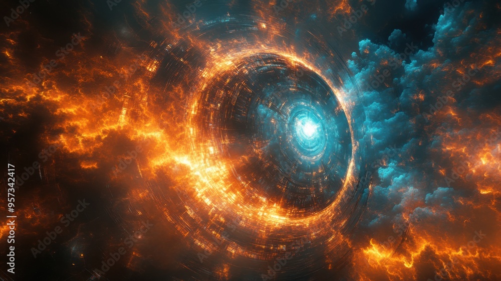 Poster abstract representation of a time paradox