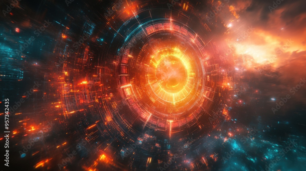 Poster abstract representation of a time paradox