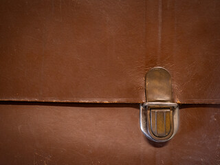 old leather briefcase close up