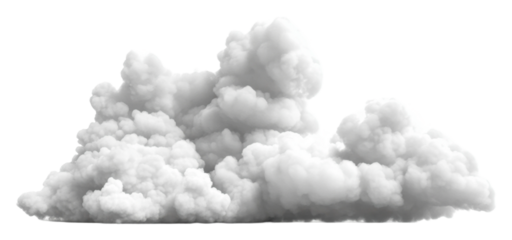 Fluffy white clouds billowing in a bright sky during daytime isolated on transparent background