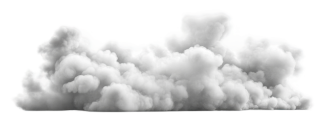 Gray smoke billows over a blank background during chaos isolated on transparent background