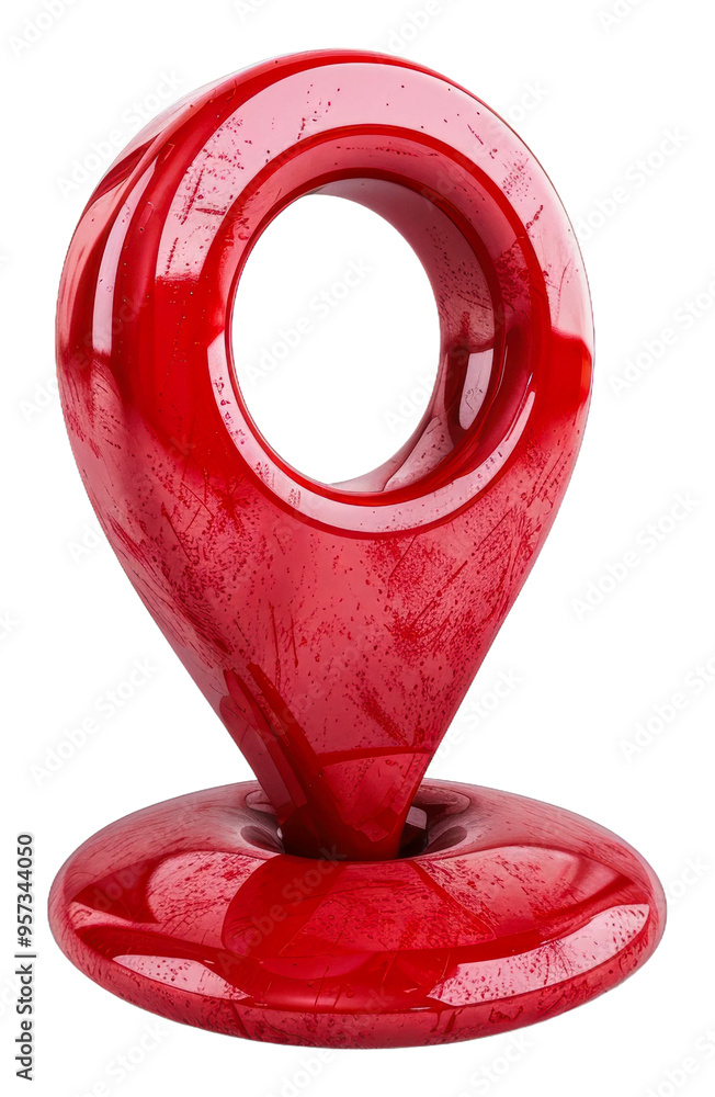 Poster glossy red pin marker design on a white background showcasing location isolated on transparent backg