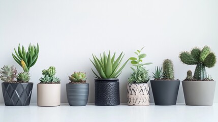 Fototapeta premium Arranged Succulent Plants in Stylish Pots