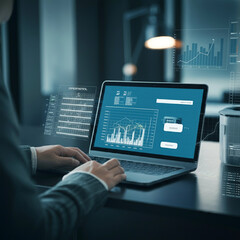 Digital transformation strategy planning modern business office futuristic digital communication Statistics of business Management strategy
