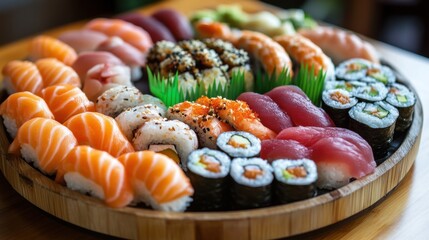 Beautifully arranged sushi platter