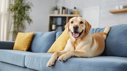 Happy Labrador on Couch