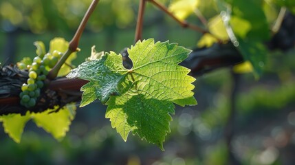 Feuille. Vine Leaves Growing in a Beautiful Garden for Wine Making
