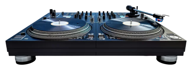 DJ turntables at a club for a live music event at night isolated on transparent background © David