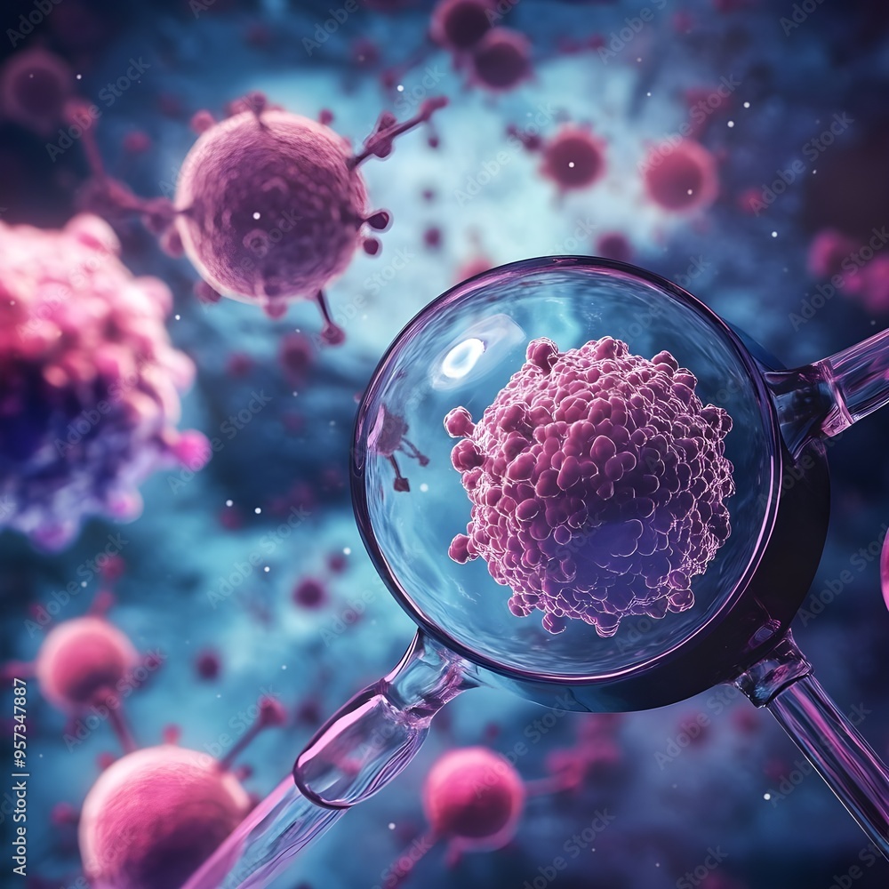 Poster sky image featuring abstract molecular structure and magnified motion view