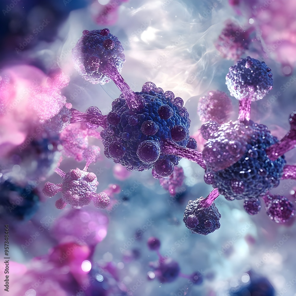 Poster abstract view of molecular structure with magnified motion in sky image