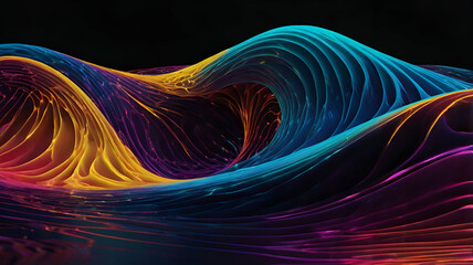 Futuristic Energetic Neon Wave in Minimalist Style