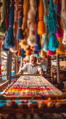 Obraz premium Traditional Weaver Working on a Loom