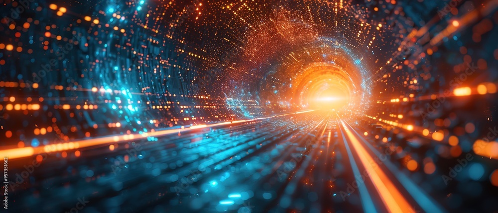Poster 3d rendering of abstract technology concept. futuristic cyberspace background,abstract 3d