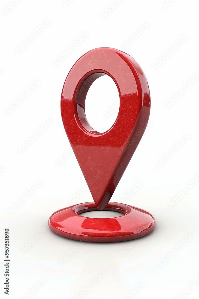 Poster red 3d map location mark symbol on white background