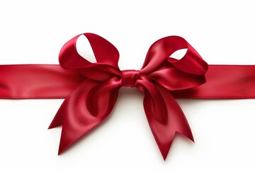 Fototapeta premium red ribbon bow isolated on white 