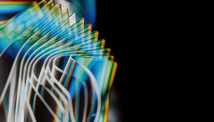 Abstract glass background with layers of textile