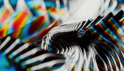 Abstract glass background with layers of textile