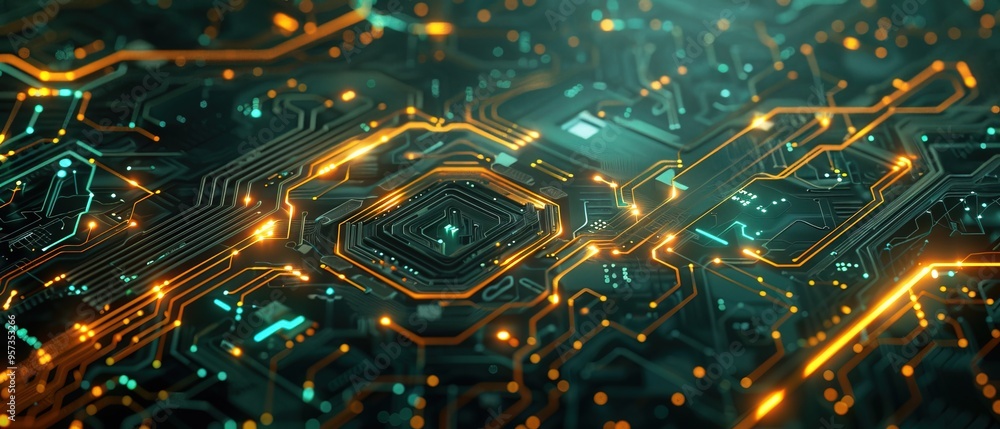 Aufkleber abstract circuit cyberspace design created with generative ai technology