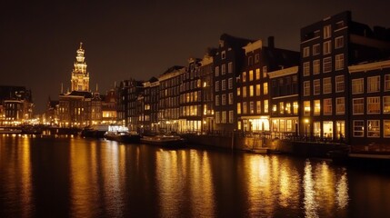 Fototapeta premium Night Reflections in Amsterdam