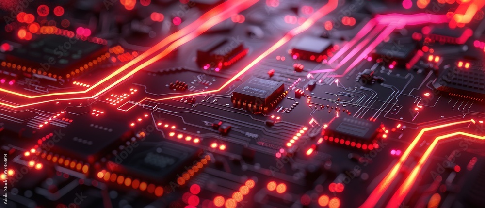 Poster 3d rendering of abstract technology background. futuristic circuit board